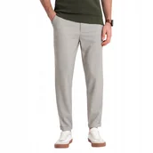 Spodnie męskie - Męskie spodnie chino REGULAR FIT z gumką - szaro-beżowe V1 OM-PACP-0157 S - Ombre - miniaturka - grafika 1