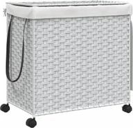 Kosze na bieliznę - vidaXL Kosz na pranie z kółkami Biały 60x35x60,5 cm Rattan - miniaturka - grafika 1
