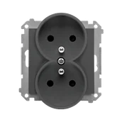 Gniazdka elektryczne - Kontakt Simon Gniazdo podwójne z uziemieniem Simon 55 - grafitowy mat - miniaturka - grafika 1