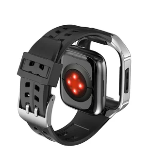 Kingxbar CYF136 2w1 pancerne etui Apple Watch 8, 7 (45 mm) ze stali nierdzewnej z paskiem srebrne - Akcesoria do smartwatchy - miniaturka - grafika 3
