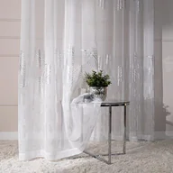 Firany - Firana gotowa na taśmie, kolor biały ze srebrnym zdobieniem, rozmiar 140x250 cm, Marietta - miniaturka - grafika 1