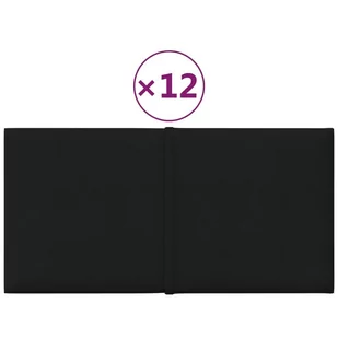 Panele ścienne, 12 szt., czarne, 30x15 cm, tkanina, 0,54 m² - Panele ścienne i boazeria - miniaturka - grafika 3