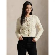 Swetry damskie - POLO RALPH LAUREN Wełniany kardigan Cable Cropped Fit z dodatkiem kaszmiru - miniaturka - grafika 1