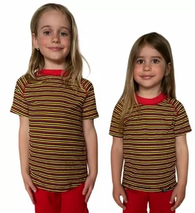 COOL kolorowy T-shirt dziecięca .120 .żółto-czarno-czerwone paski - Odzież sportowa dziecięca - miniaturka - grafika 1