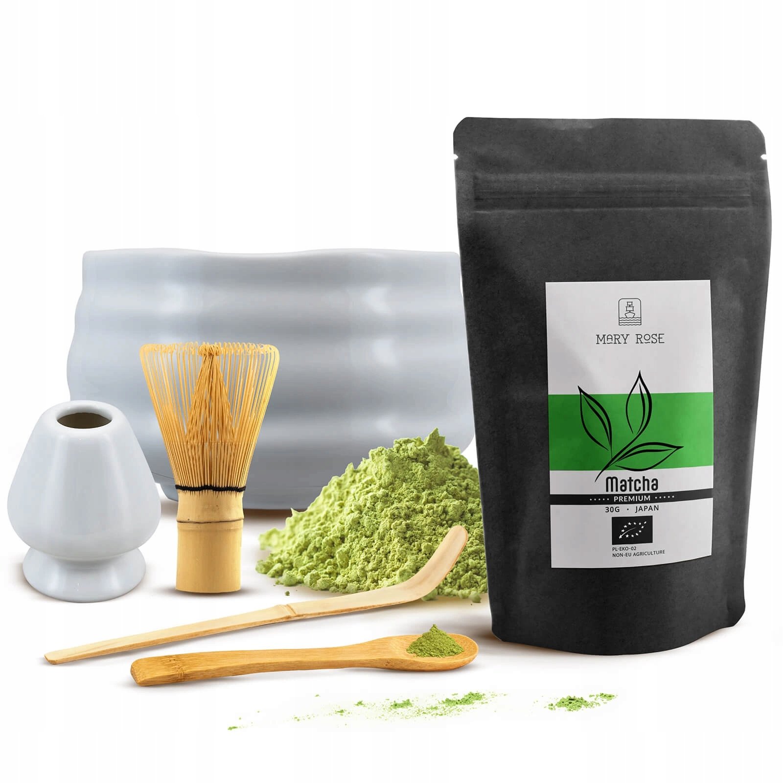 Zestaw Akcesoriów do parzenia herbaty Matcha Japońska Premium Bio 30g