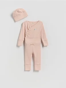 Reserved - Bawełniany komplet z czapką - brudny róż - Komplety dla niemowląt - miniaturka - grafika 1