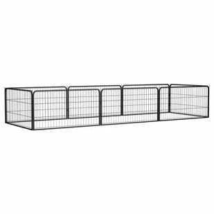 vidaXL Kojec dla psa, 8 panele, czarny, 100x50 cm, stal - Sprzęt podróżny i transportery dla psów - miniaturka - grafika 1