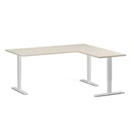 Biurka - Stół z regulacją wysokości, 3 silniki, 745 - 1215 mm, narożnik L/P, blat 1800 x 1600 mm, podstawa biała, brzoza - miniaturka - grafika 1