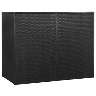 vidaXL Osłona na 2 kosze na śmieci, czarna, 153x78x120cm, rattan PE vidaXL - Kosze na śmieci - miniaturka - grafika 1
