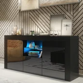 Szafki RTV - Komoda Aurora 145cm RTV ONE FURNITURE - Czarny Laminat & Połysk - miniaturka - grafika 1