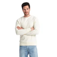 Bluzy męskie - Męska bawełniana bluza dresowa BASIC kremowa V5 OM-SSBN-0159 L - miniaturka - grafika 1
