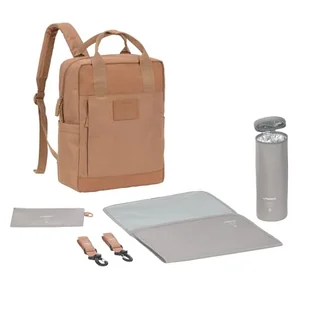 LÄSSIG Plecak do przewijania niemowląt, plecak z podkładką do przewijania, mocowanie do wózka dziecięcego, uchwyt na butelki wyprodukowany w sposób zrównoważony/GRE Vividal Backpack almond - Plecaki - miniaturka - grafika 1