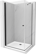 Kabiny prysznicowe - Mexen Pretoria kabina prysznicowa uchylna 90x90 cm, transparent, czarna + brodzik Flat - 852-090-090-70-00-4010B - miniaturka - grafika 1