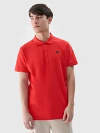 Koszulki męskie - 4F Koszulka męska polo 100% bawełna 4FWSS25TPTSM407-62S Czerwony Roz. XL - miniaturka - grafika 1