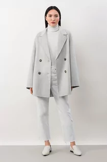 Płaszcze damskie - Ivy&Oak Płaszcz wełniany kolor szary przejściowy dwurzędowy S;M;L - grafika 1