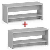 Wyposażenie sportowe i gimnastyczne - Ławka szatniowa z półka na obuwie 1+1 GRATIS, wzmocniona, 1000 mm, szara - miniaturka - grafika 1