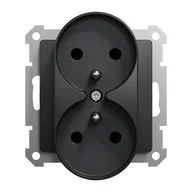Gniazdka elektryczne - Gniazdo podwójne z uziemieniem Schneider Sedna Design SDD114275 z przesłonami do systemu ramkowego czarny antracyt Design &amp; Elements - miniaturka - grafika 1