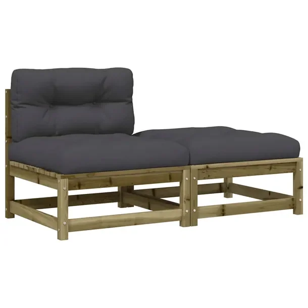 Zestaw Ogrodowy Sofa i Podnóżek z Drewna Sosnowego, 140x70x67 cm, Antracy