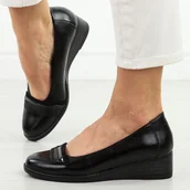 Czółenka - Czarne czółenka damskie na koturnie Vinceza 58456 - miniaturka - grafika 1