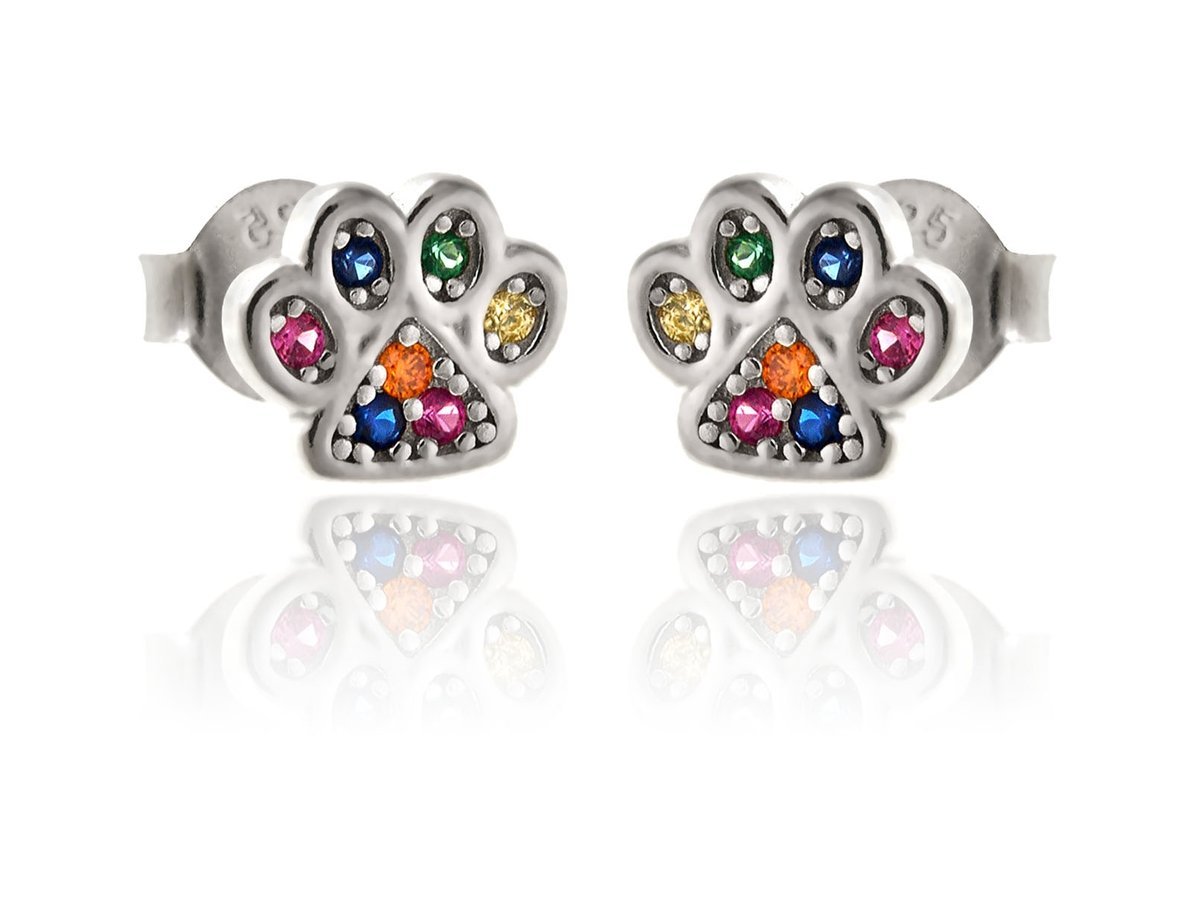 Kolczyki srebrne Odcisk łapy psa kota k3716