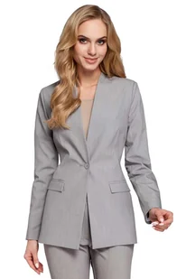 Szary Żakiet na Jeden Guzik - Marynarki i żakiety damskie - miniaturka - grafika 1