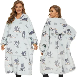 KOC BLUZA OVERSIZE CIEPŁA 2W1 FUTRZAK KOTY YOGA [UB-KB-WZ-2] - Bluzy damskie - miniaturka - grafika 1