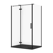 Kabiny prysznicowe - Kabina prysznicowa Cersanit Jota 120x90x195 prostokątna czarny transparentne z brodzikiem tako slim czarny mat S601-405 - miniaturka - grafika 1