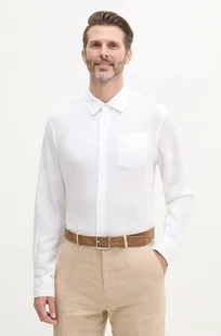 Guess koszula lniana NAPA męska kolor biały regular z kołnierzykiem klasycznym M5GH73 WH3J0 - Koszule męskie - miniaturka - grafika 1