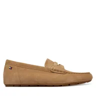 Klapki i japonki damskie - Mokasyny Tommy Hilfiger Flag Soft Suede Driver Loafer FW0FW08558 Brązowy - miniaturka - grafika 1