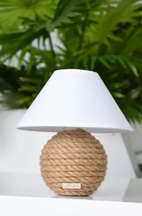 Jutowa biała MINI lampka stołowa nocna Boho naturalny sznurek  JUTA - Lampy stojące - miniaturka - grafika 1