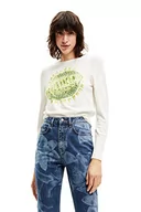 Swetry damskie - Desigual Women's White JERS_IRIA 1000 sweter damski, L - miniaturka - grafika 1