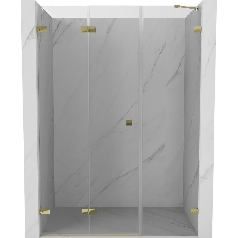 Mexen Lunar-F drzwi prysznicowe składane lewe 145 cm, transparent, złote - 836S-145-050-50-00-L