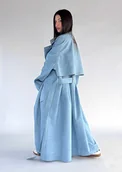 Płaszcze damskie - Trencz maxi oversize denim light blue - miniaturka - grafika 1