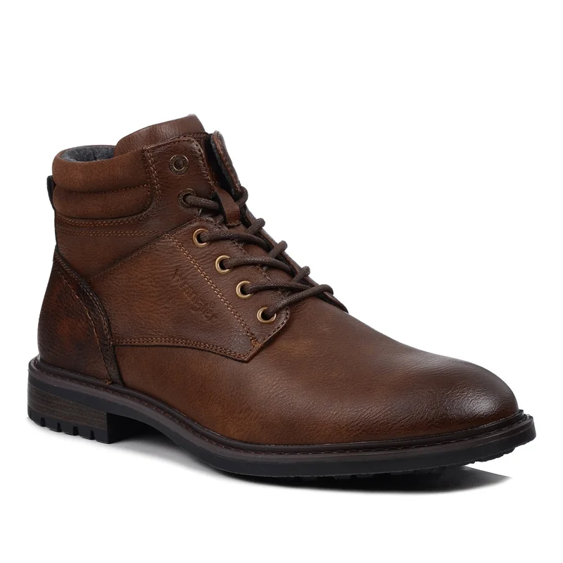 Buty męskie trzewiki zimowe Wrangler George ocieplane za kostkę brązowe43