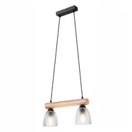 Lampy sufitowe - Czarna/jasnobrązowa lampa wisząca z szklanym kloszem ø 14 cm Margit – LAMKUR - miniaturka - grafika 1