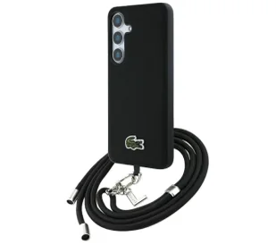 Lacoste Iconic Petit Pique Woven Logo CBDY Strap MagSafe do Galaxy S25 Czarny - Etui i futerały do telefonów - miniaturka - grafika 1