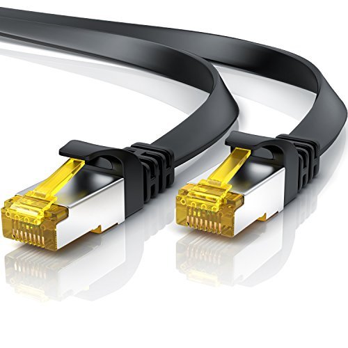 Primewire - Kabel sieciowy 2m Cat 7 Płaski, Kabel Ethernet 2 metry, Gigabit LAN LAN 10 Gbps, Kable połączeniowe Patch, Kable Układanie Cat.7 Surowe U FTP PiMF wtyczki RJ45 kompatybilne z Cat 5 6,