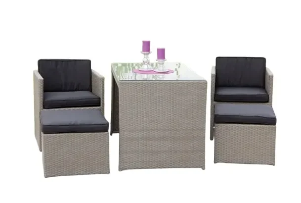 Meble Ogrodowe Technorattan 11el Stół 128x70x73 Fotele Pufy Balkon