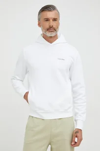 Calvin Klein bluza męska kolor biały z kapturem gładka - Bluzy męskie - miniaturka - grafika 1