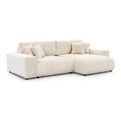 Narożniki - Kremowy sztruksowy rozkładany narożnik ze schowkiem (prawostronny) Sarina – Ropez - miniaturka - grafika 1