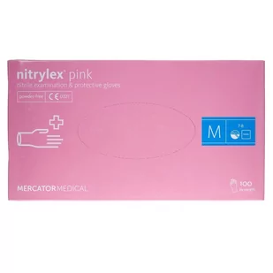 Mercator Medical Mercator Rękawiczki diagnostyczne nitrylex pink M - 100 sztuk RD30144003 - Akcesoria medyczne - miniaturka - grafika 1