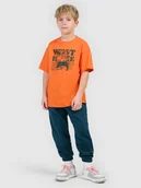 Koszulki dla chłopców - 4F T-shirt loose z nadrukiem chłopięcy - pomarańczowy 164 (13-14 lat) - miniaturka - grafika 1