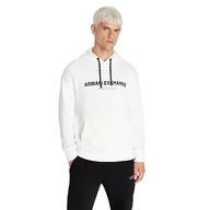 Bluzy męskie - Armani Exchange Męska bluza z kapturem z limitowanej edycji We Beat As One Capsule Cotton French Terry, biały, S - miniaturka - grafika 1