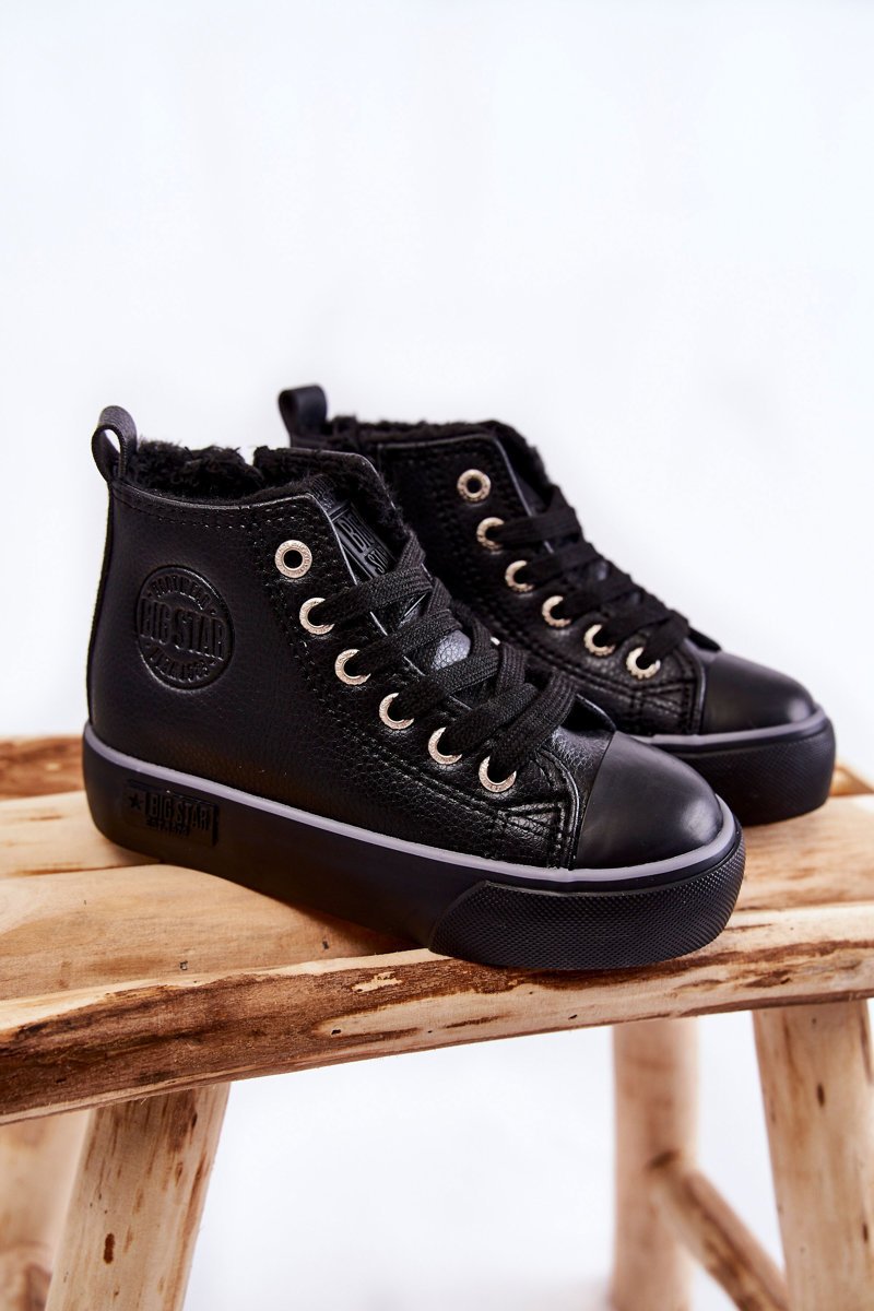 Dziecięce Wysokie Trampki Na Suwak Big Star KK374228 Czarne-28