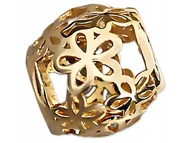 Bransoletki - Złota przywieszka 585 beads kuleczka w kwiaty 14kt ażurowa zawieszka do bransoletki - miniaturka - grafika 1