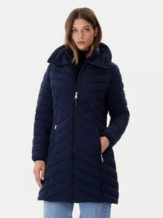 DKNY Płaszcz zimowy DLEMPN46 Granatowy Slim Fit - Płaszcze damskie - miniaturka - grafika 1