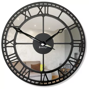 Metalowy zegar ścienny czarny lustro 50cm - Zegary - miniaturka - grafika 1