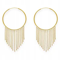 Kolczyki - Pozłacane Kolczyki Koła z Łańcuszkami Pr. 925 - miniaturka - grafika 1