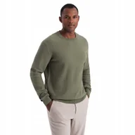 Swetry męskie - Męski sweter bawełniany oliwkowy wygodny casual Ombre OM-SWSW-0110 V4 S - miniaturka - grafika 1