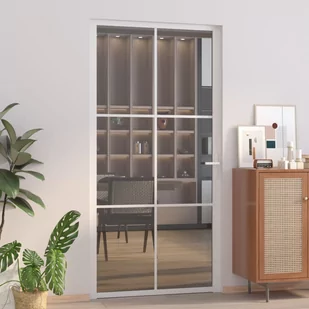 vidaXL Drzwi wewnętrzne, 102,5x201,5 cm, białe, szkło ESG i aluminium - Dekoratorstwo - miniaturka - grafika 1
